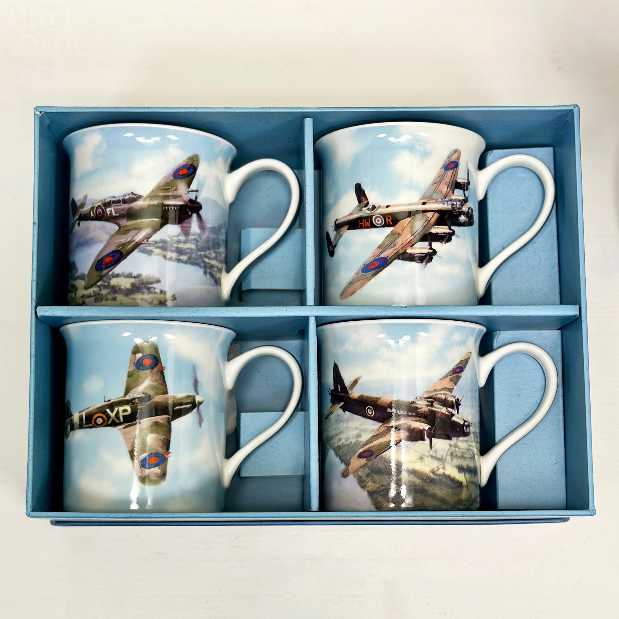 Set Of 4 Classic War Plane Mugs