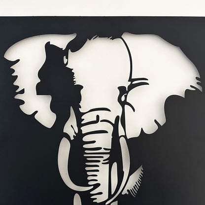 Black Elephant Head Wall Art