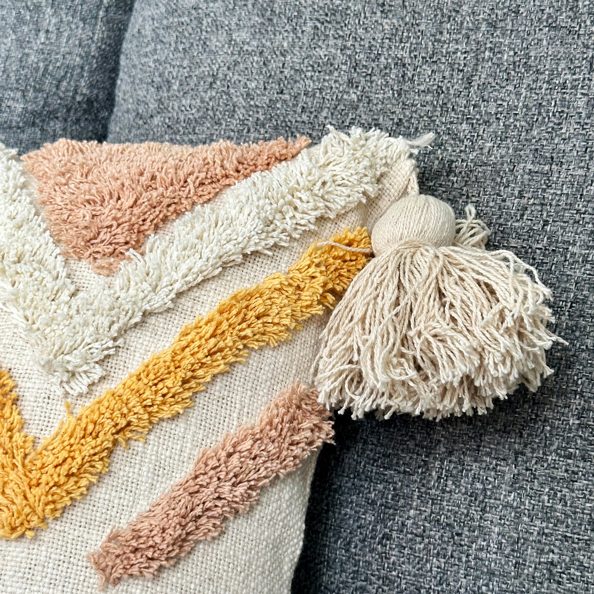 Yellow Tufted Zig Zag Cushion