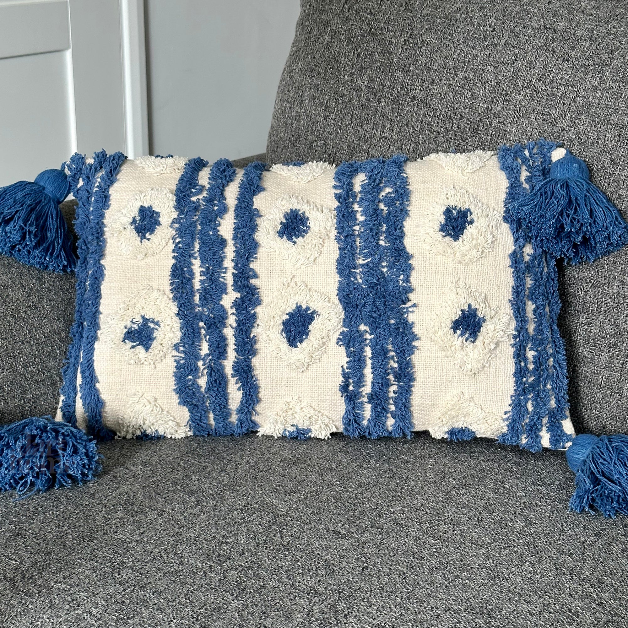 Blau getuftetes Aztekenkissen
