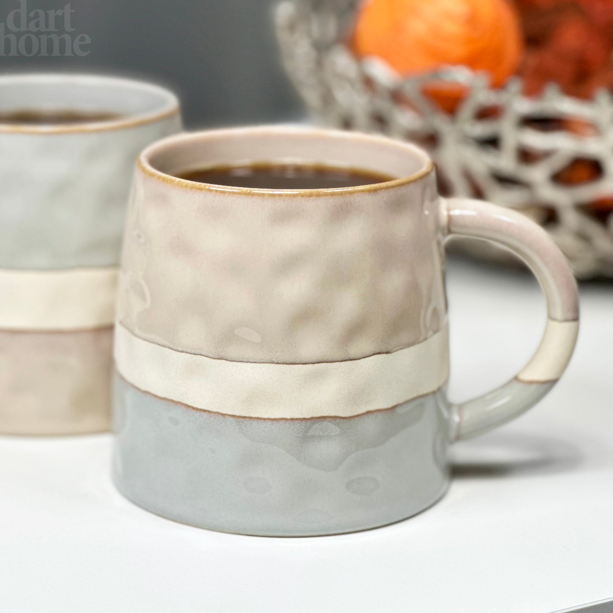 Set Of 2 Two Tone Reactive Glaze Mugs 450ml