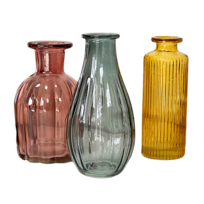 Set Of 3 Boho Glass Bud Vases