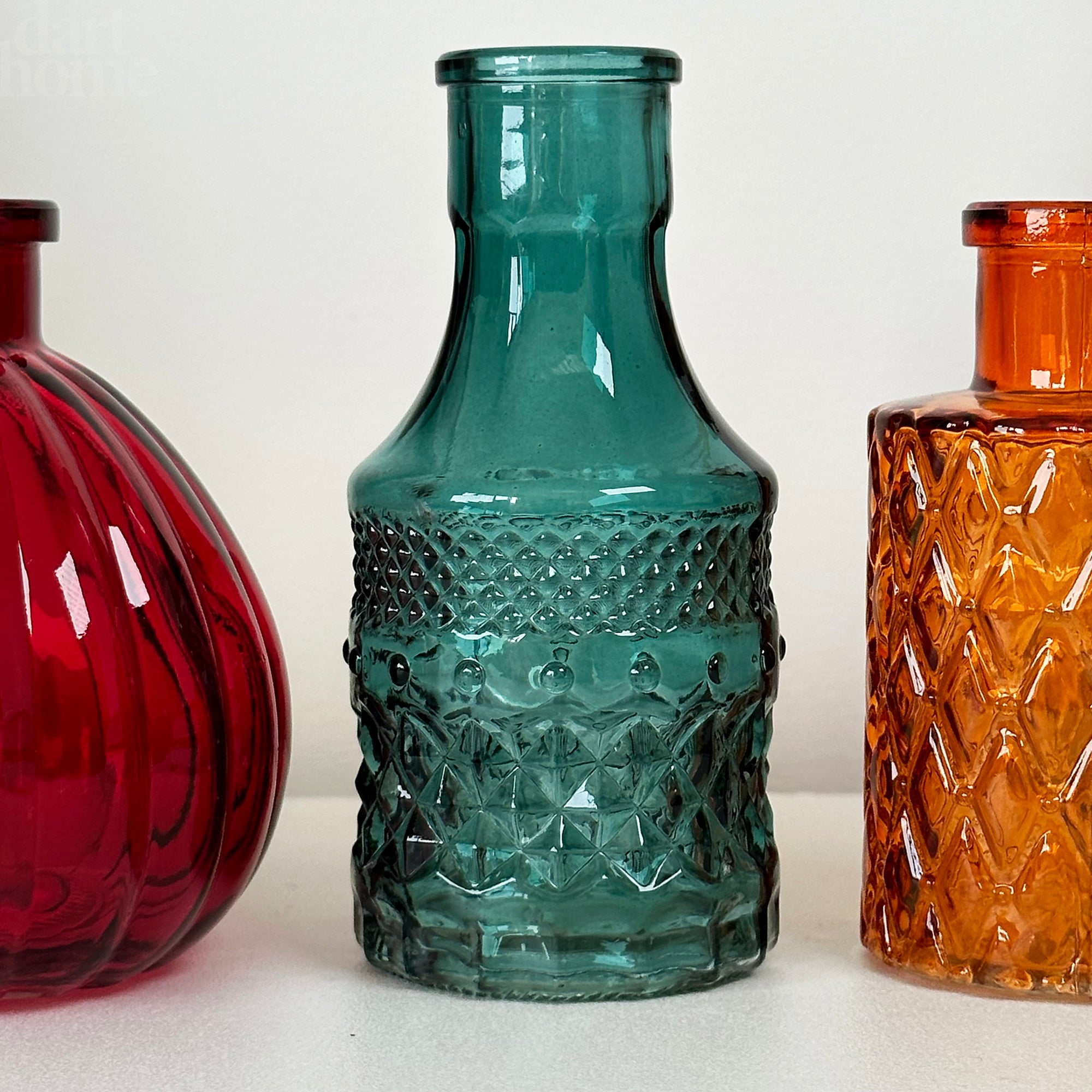 Set Of 4 Eclectic Glass Bud Vases