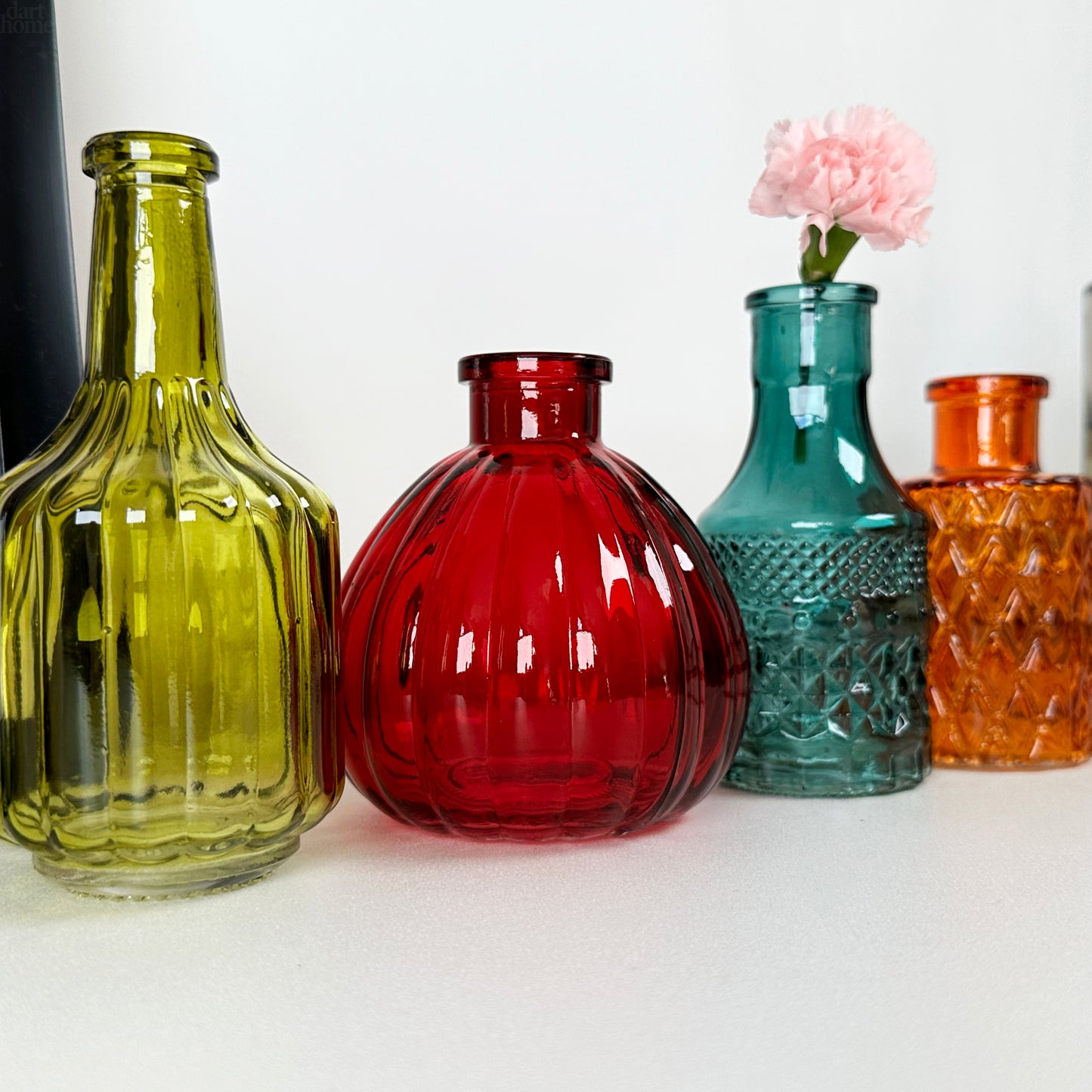Set Of 4 Eclectic Glass Bud Vases