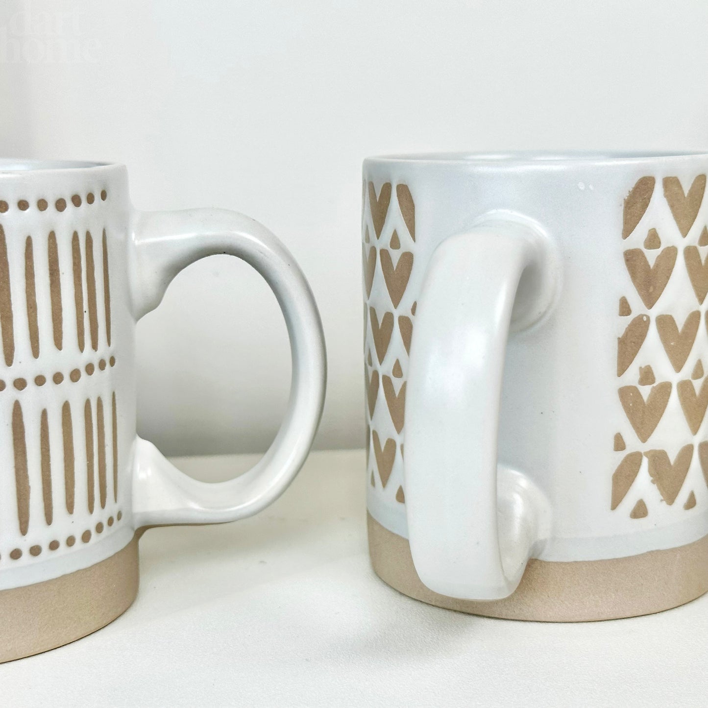 Set Of 2 Natural Patterned Mugs 330ml