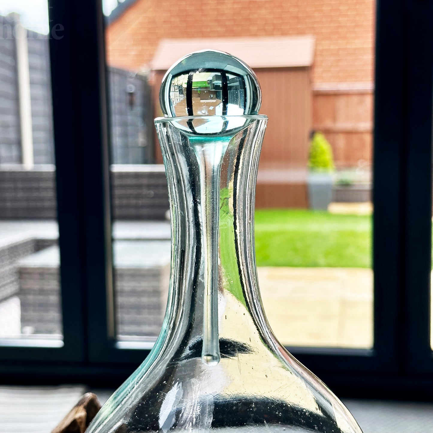 Molten Decanter With 2 Glasses Teak Root Stand