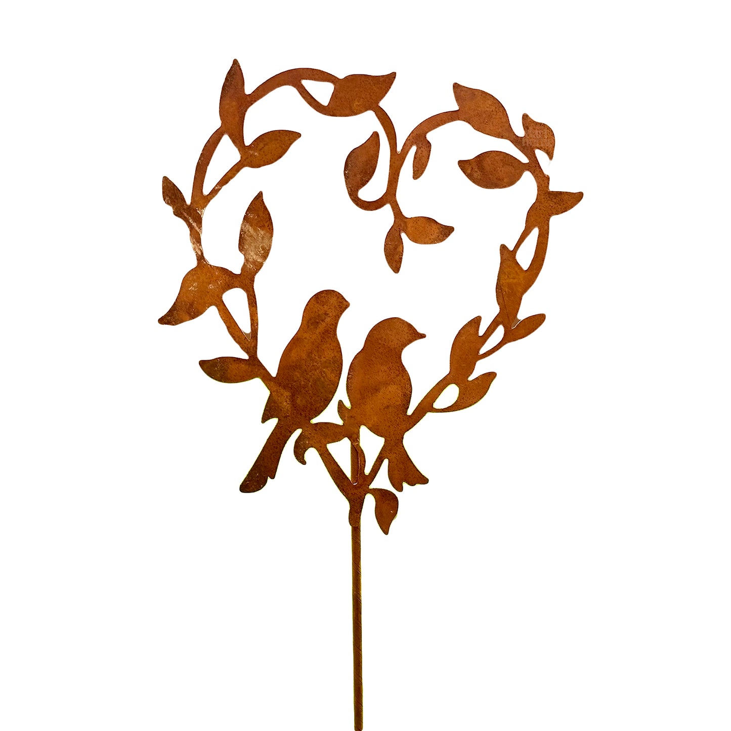 Rusty Birds In Love Garden Stake