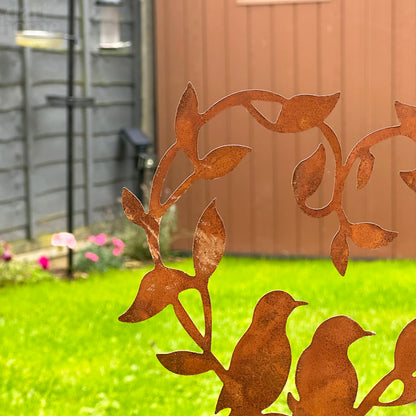 Rusty Birds In Love Garden Stake