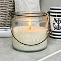 White Nautical Glass Jar Candle