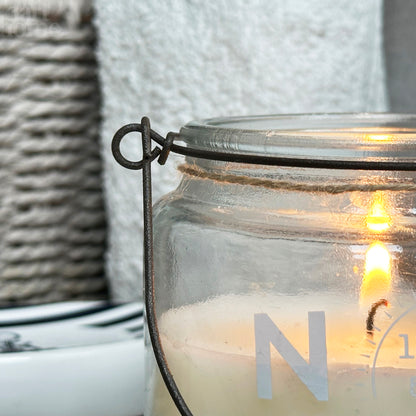 White Nautical Glass Jar Candle