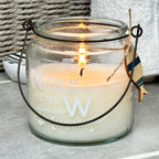 White Nautical Glass Jar Candle