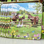 Set mit 8 Tischsets und Untersetzern „Donkey Farm“.