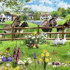 Set mit 8 Tischsets und Untersetzern „Donkey Farm“.
