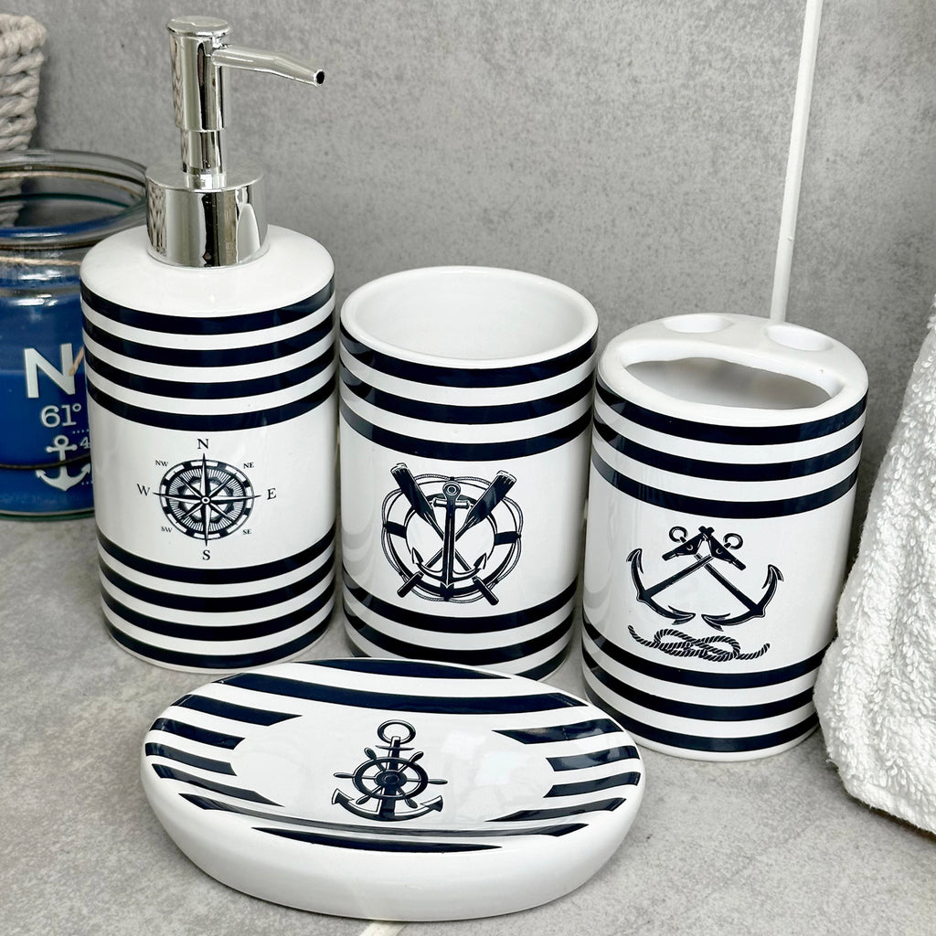 4pc Nautical Bathroom Accessory Set