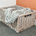 Extra großer, weiß gewaschener Aufbewahrungskorb