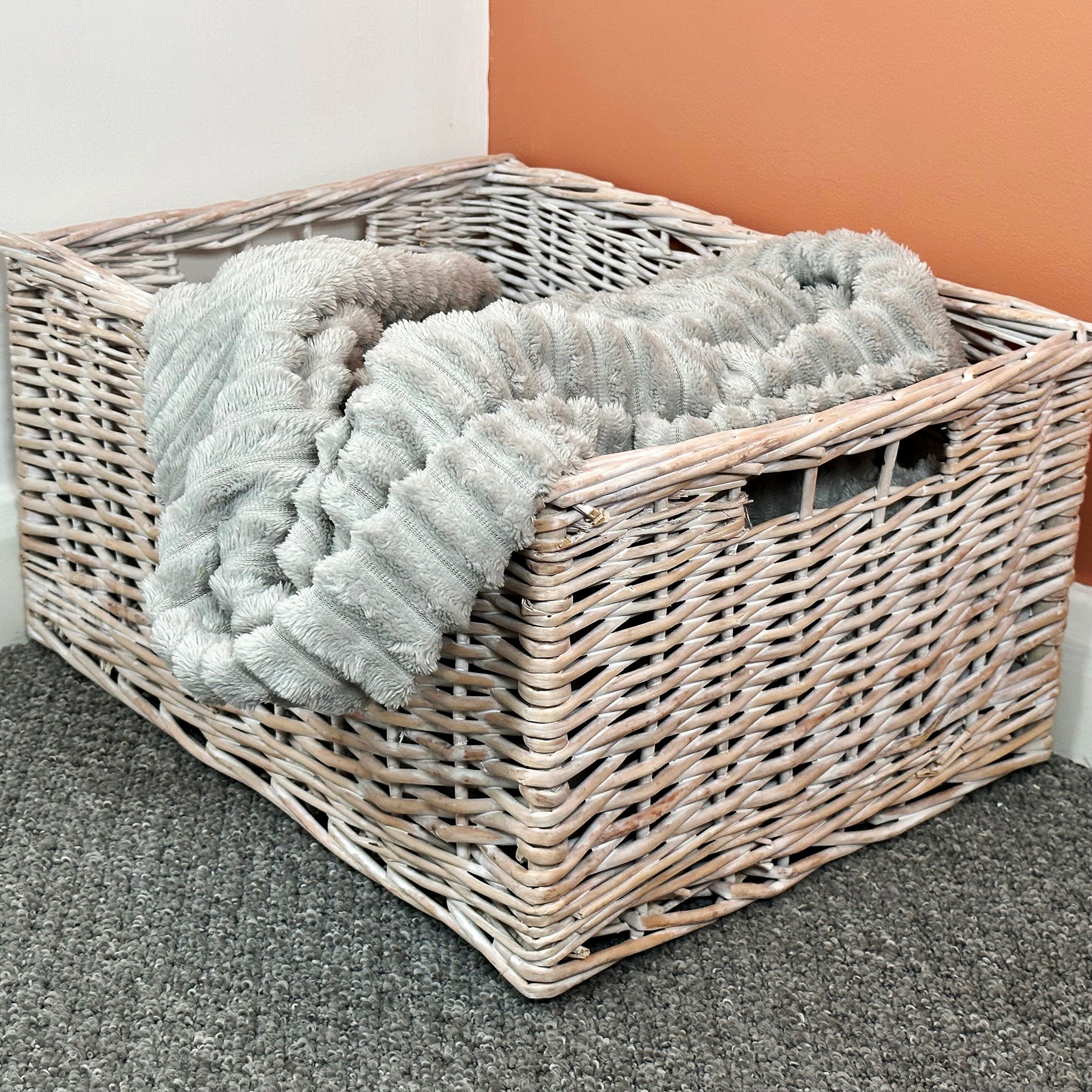 Extra Large White Wash Storage Basket
