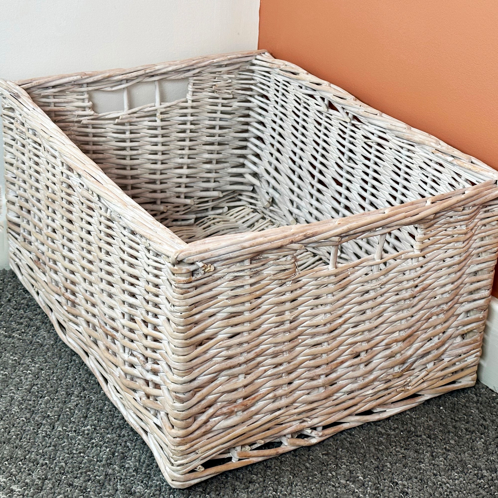 Extra Large White Wash Storage Basket