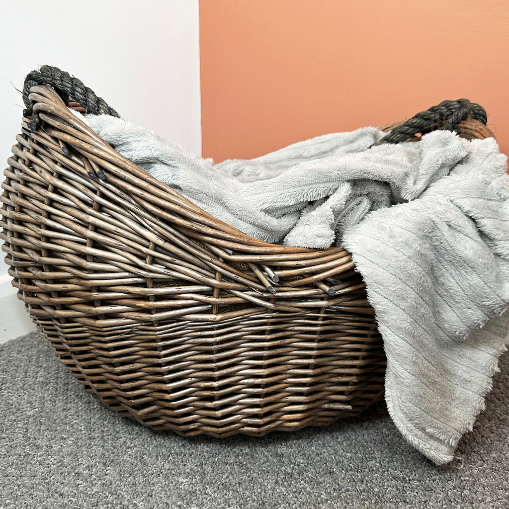 Rope Handled Wicker Carry Basket