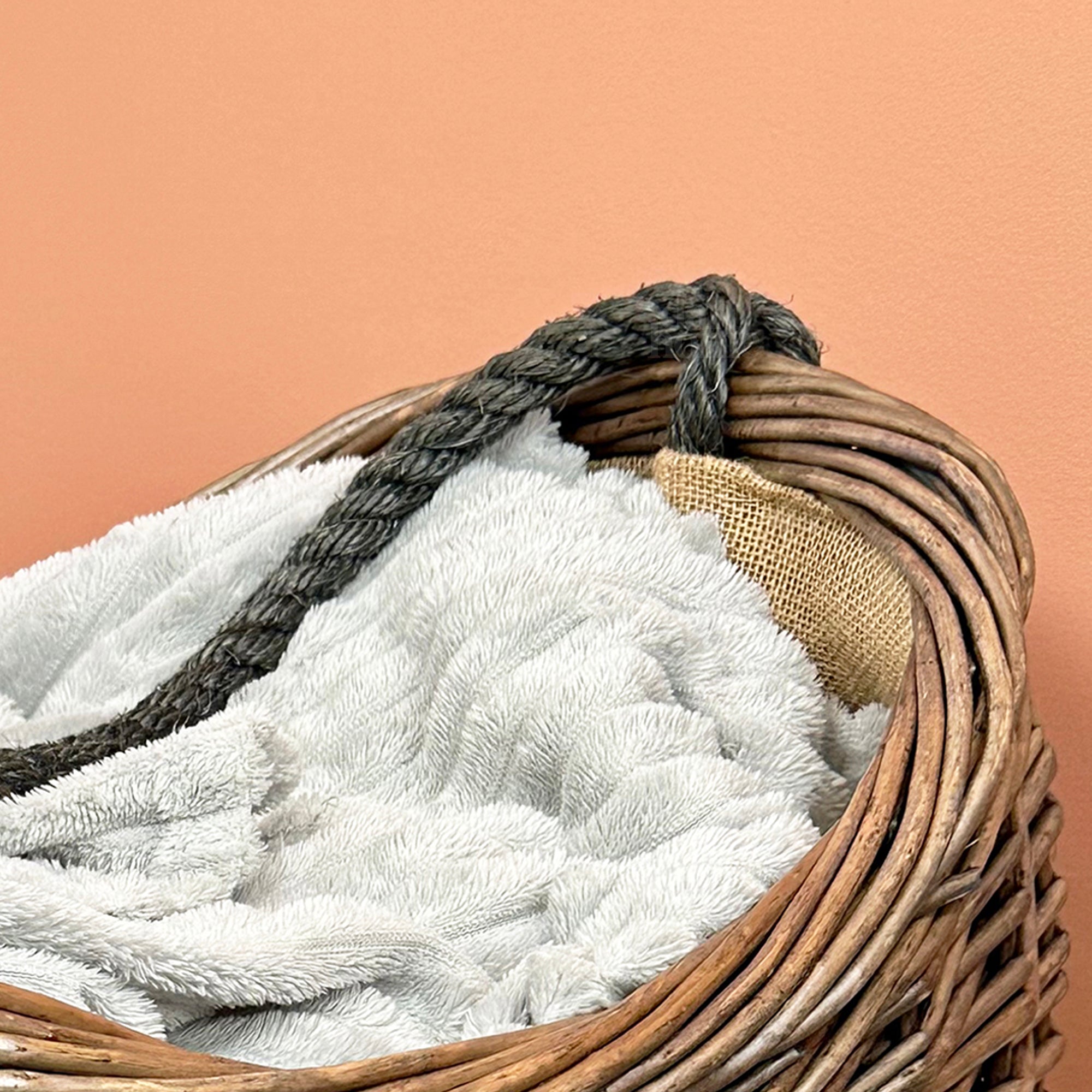 Rope Handled Wicker Carry Basket