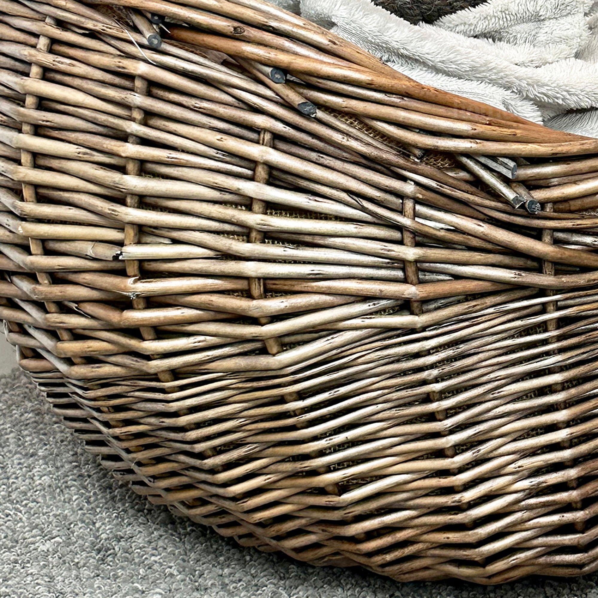Rope Handled Wicker Carry Basket