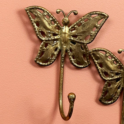 Set Of 4 Gold Butterfly Hooks