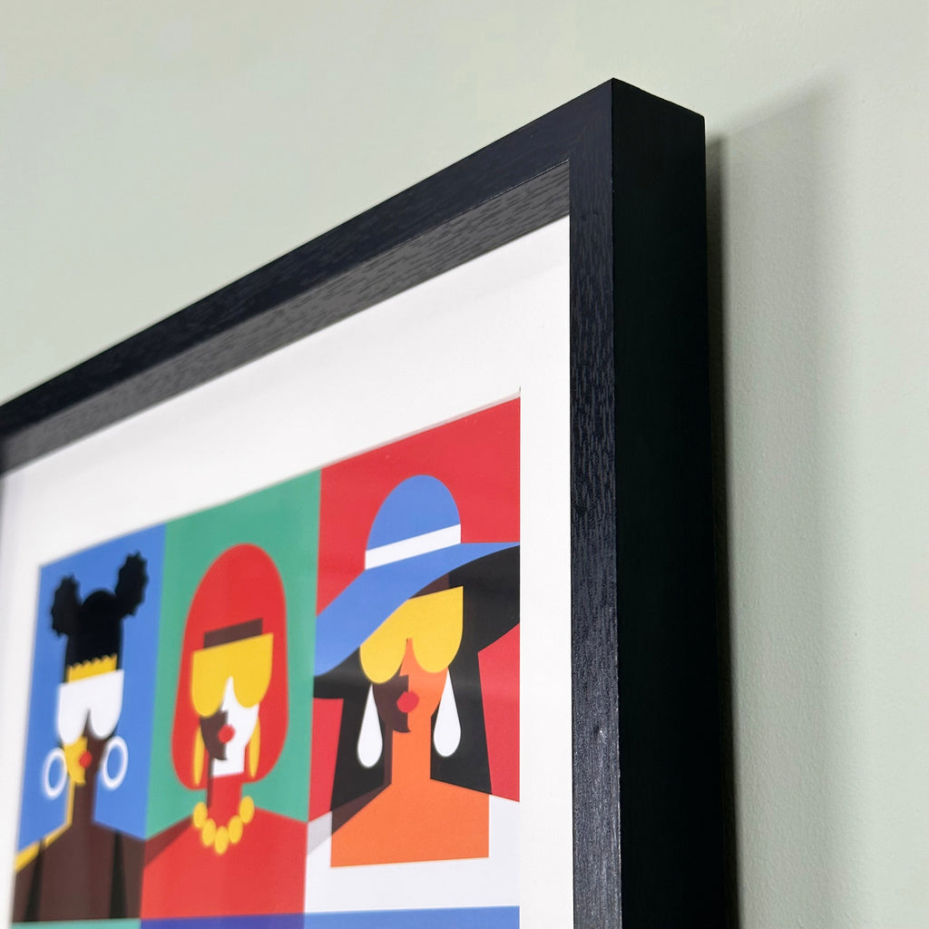 Gerahmter Druck mit abstraktem Gesicht, 30 x 40 cm