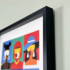 Gerahmter Druck mit abstraktem Gesicht, 30 x 40 cm