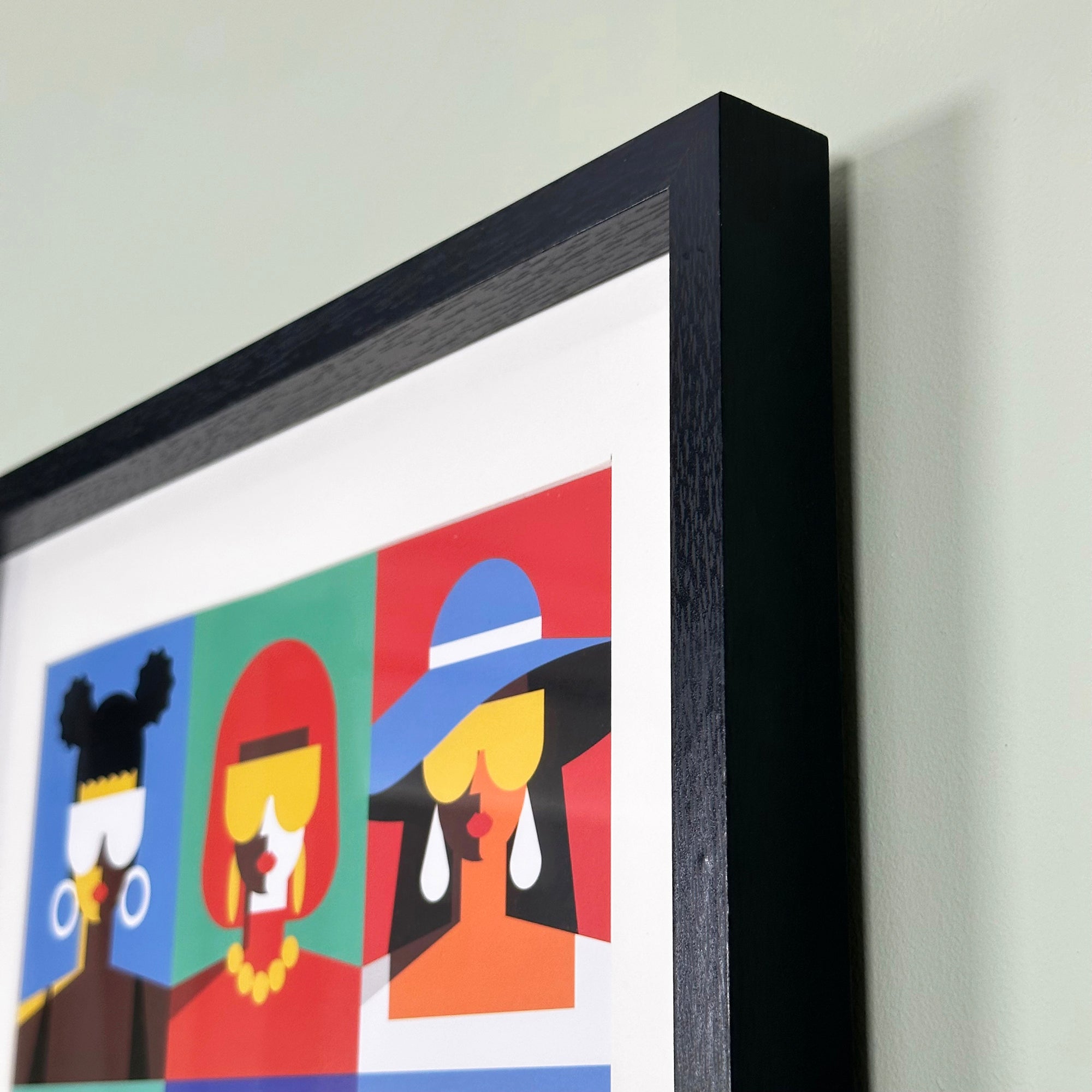 Gerahmter Druck mit abstraktem Gesicht, 30 x 40 cm