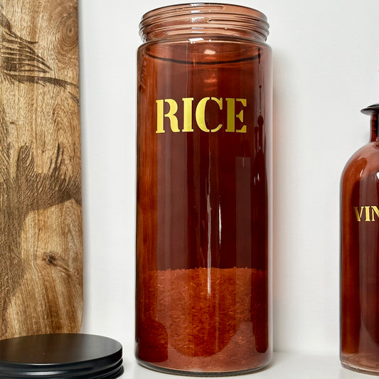 Amber Glass Rice Jar