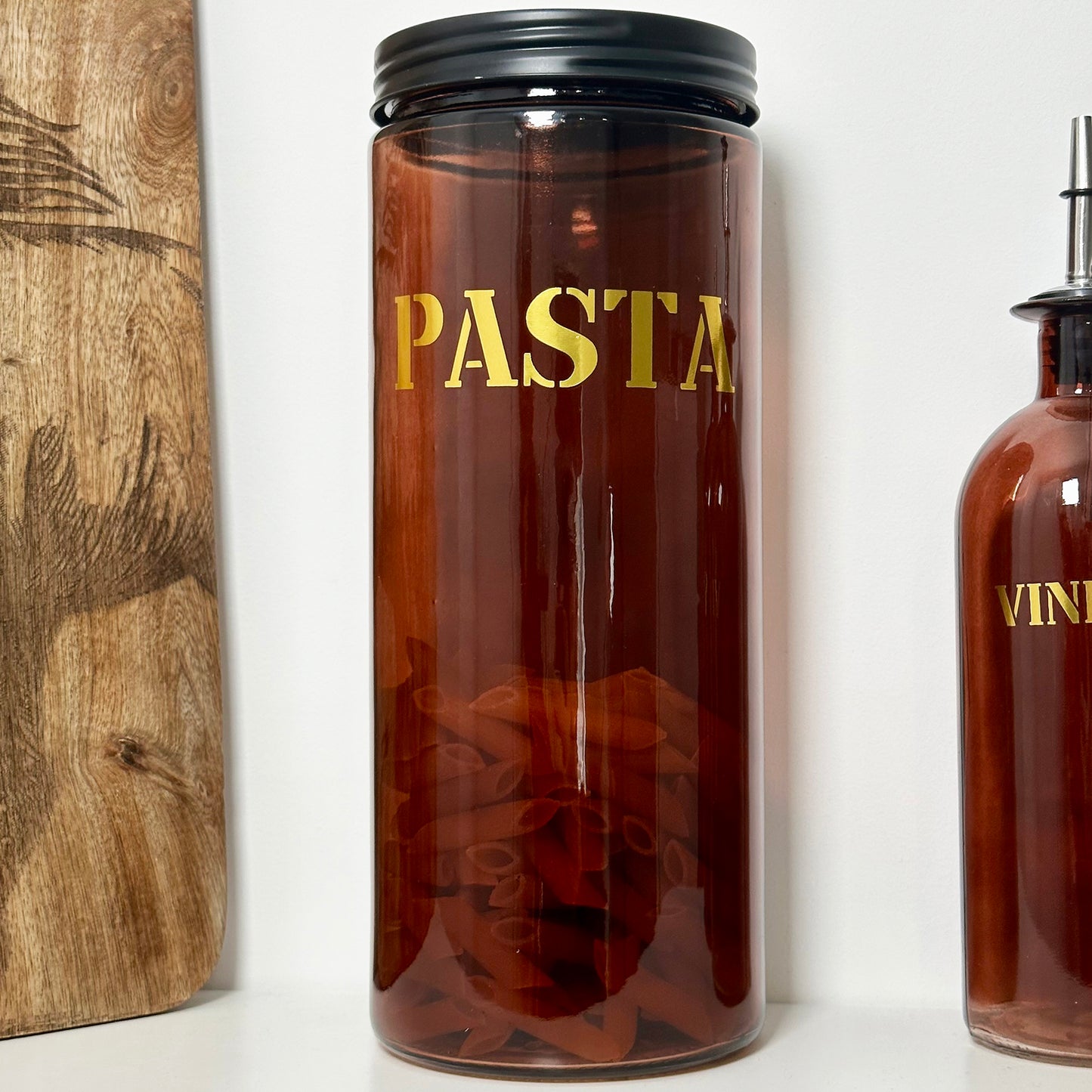 Amber Glass Pasta Jar