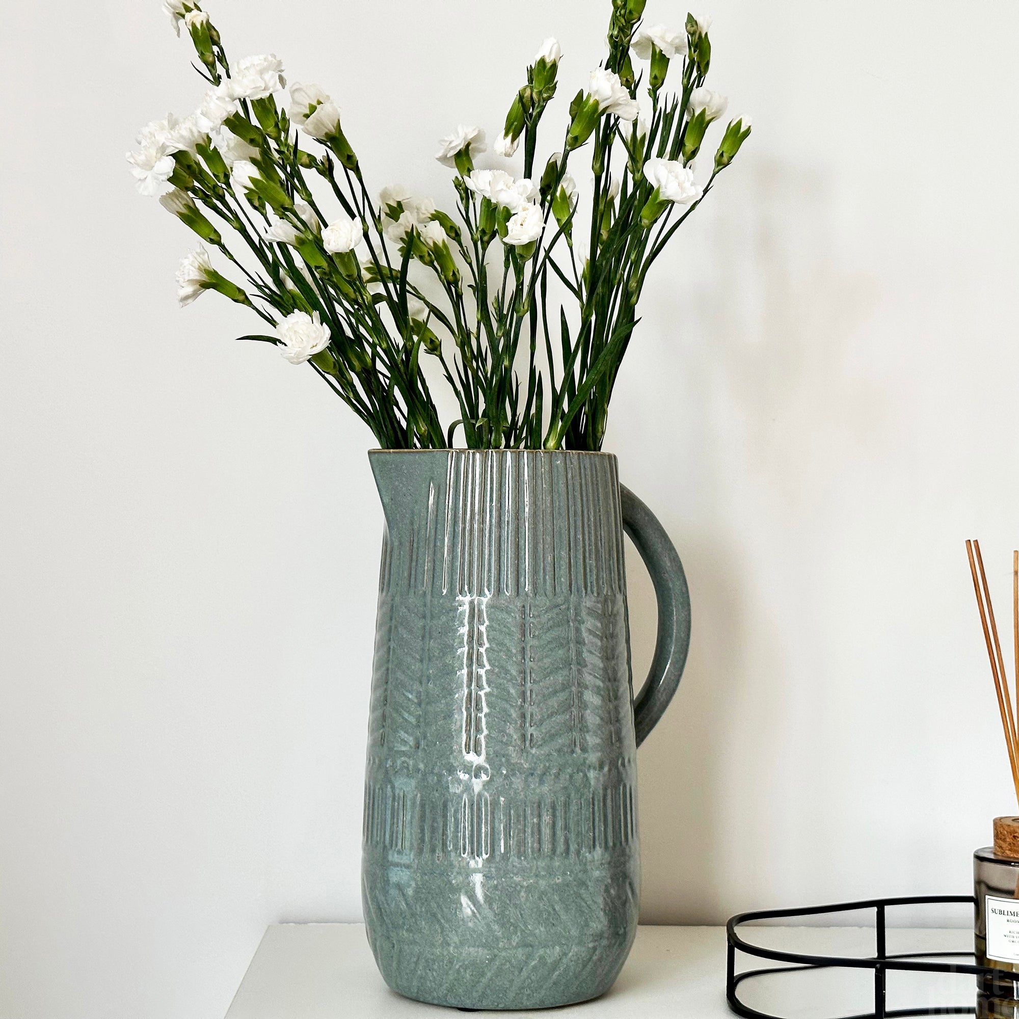 Große blau gemusterte Krugvase