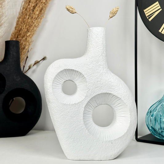 White Abstract Irregular Donut Vase