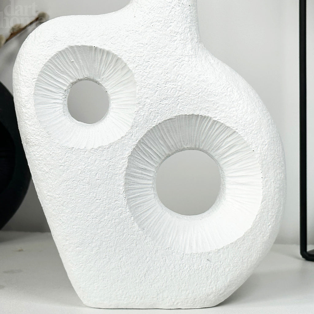 White Abstract Irregular Donut Vase