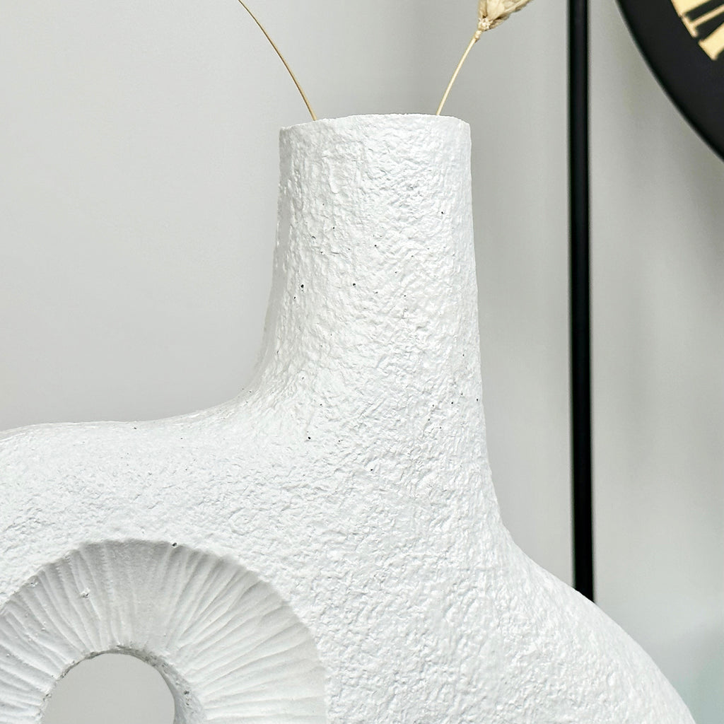 White Abstract Irregular Donut Vase