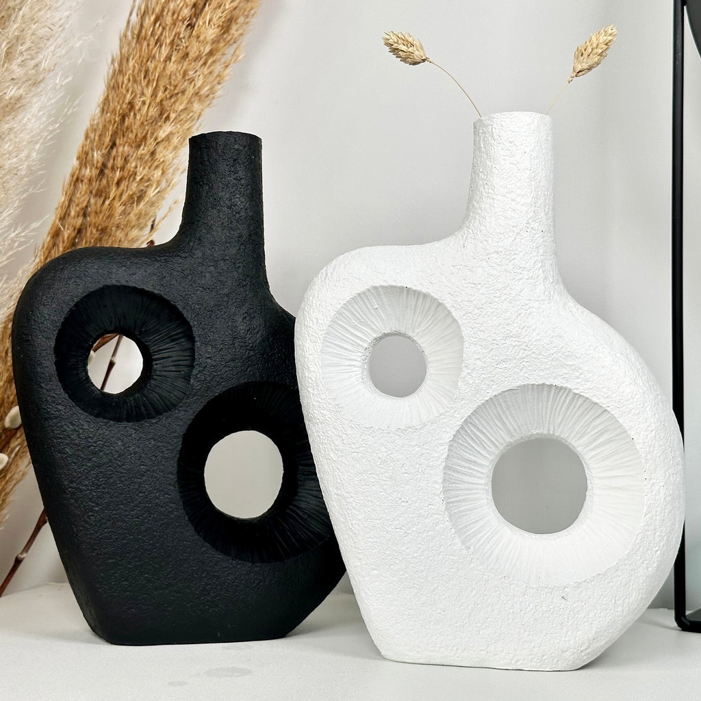 White Abstract Irregular Donut Vase