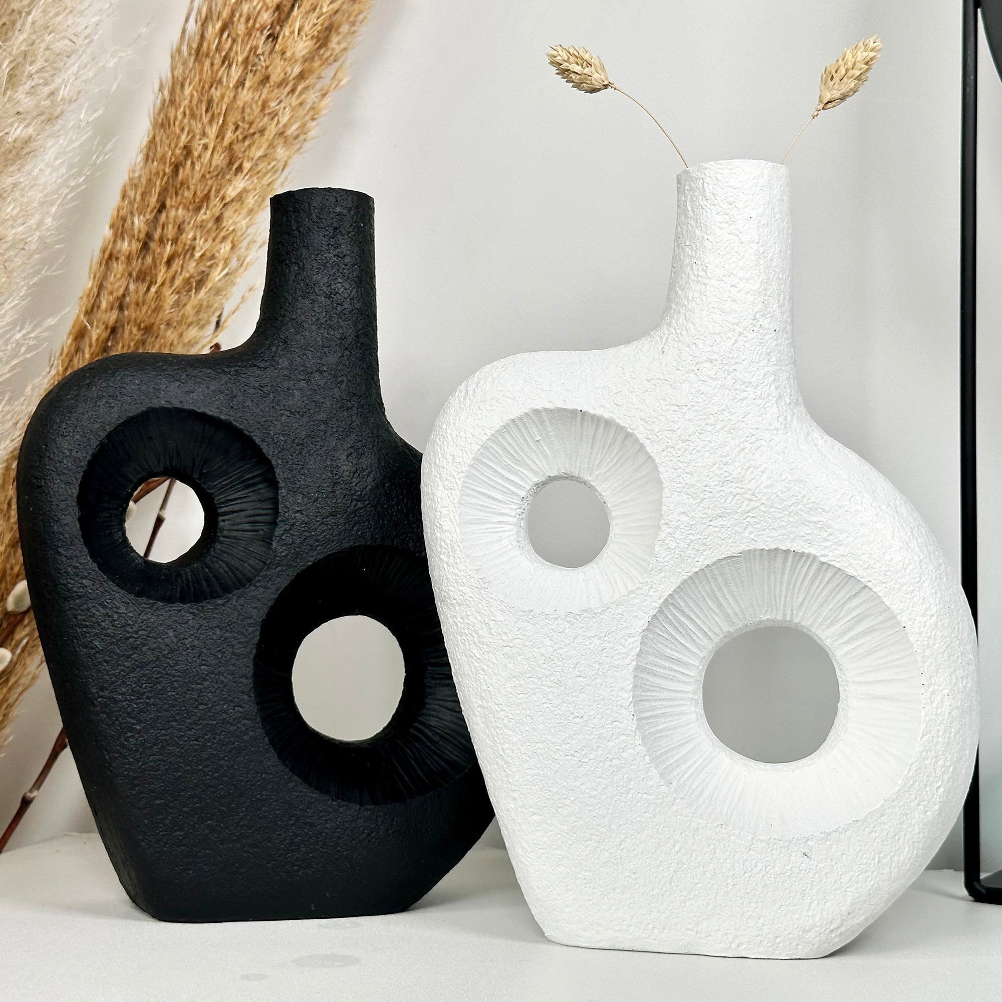 White Abstract Irregular Donut Vase