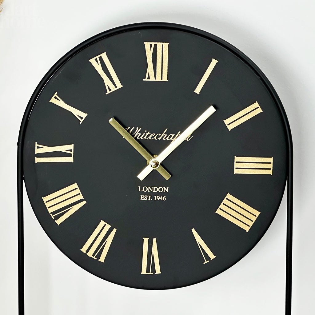 Black And Gold Clock With Shelf