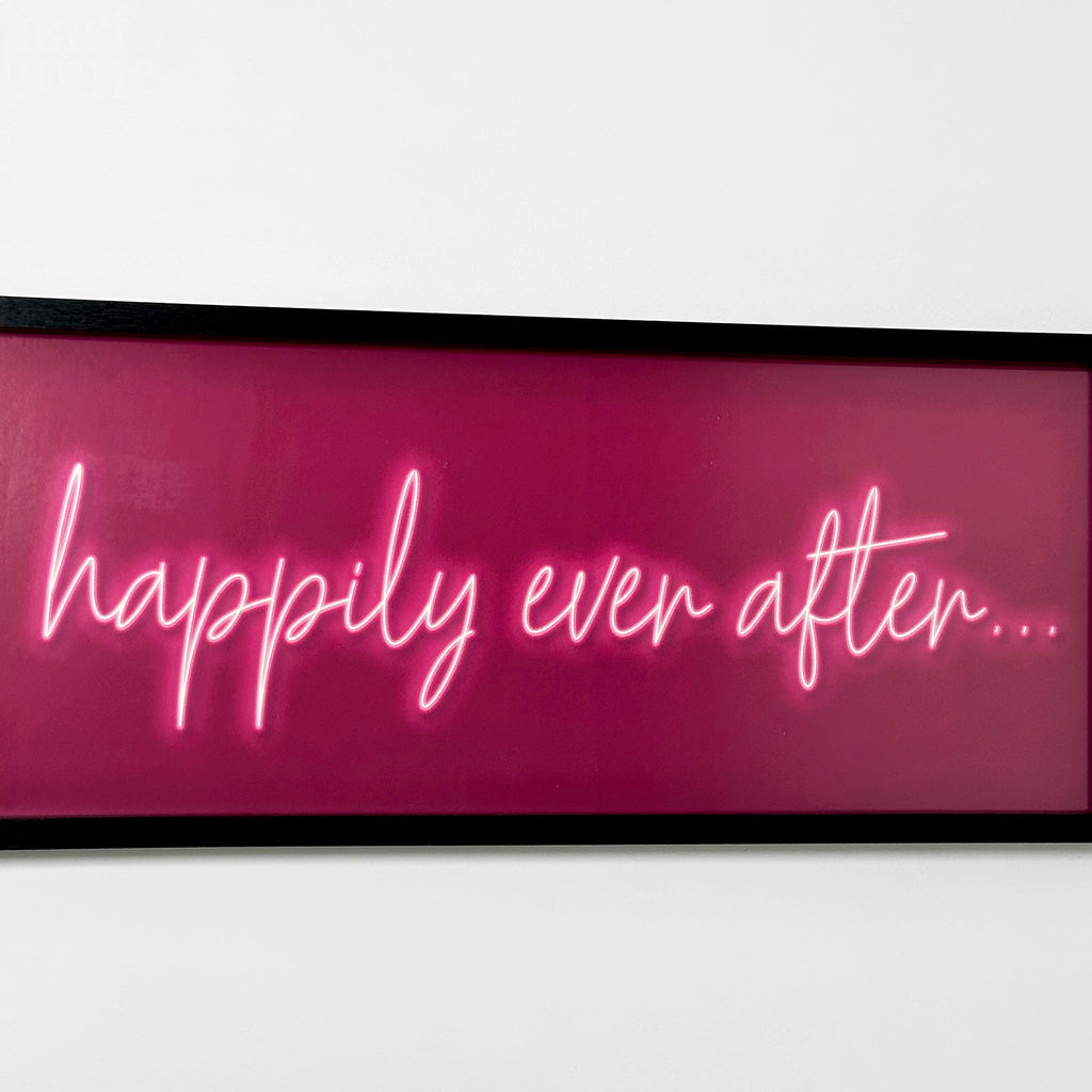 Pink Happily Ever After Framed Neon Wall Art