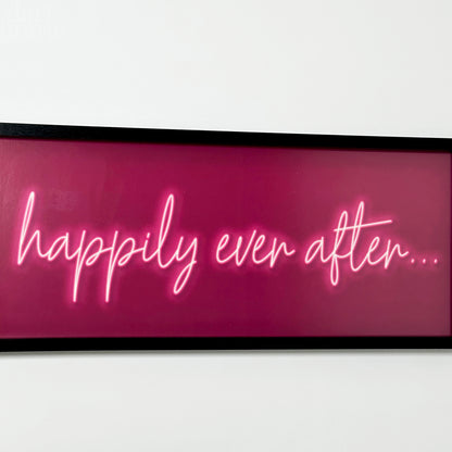 Rosa Happily Ever After gerahmte Neon-Wandkunst