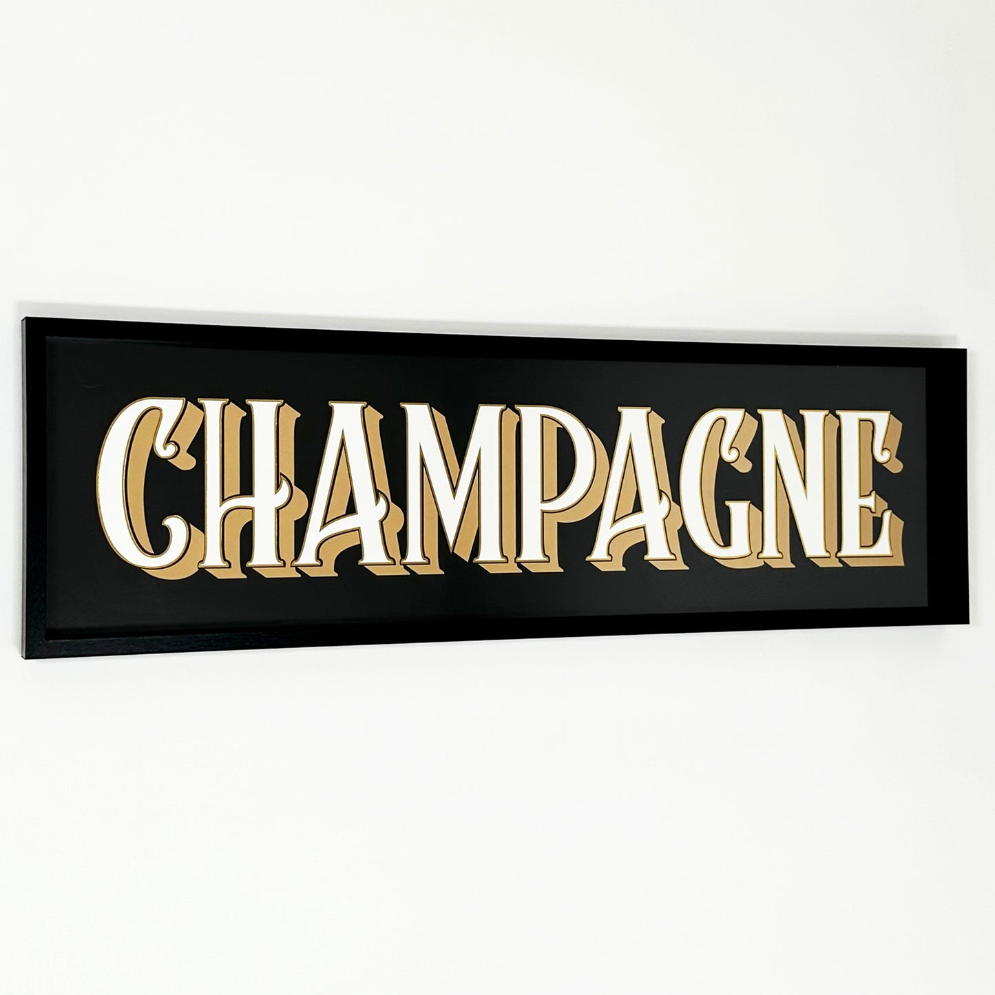 Schwarzes Champagner-Barschild