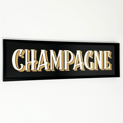 Schwarzes Champagner-Barschild