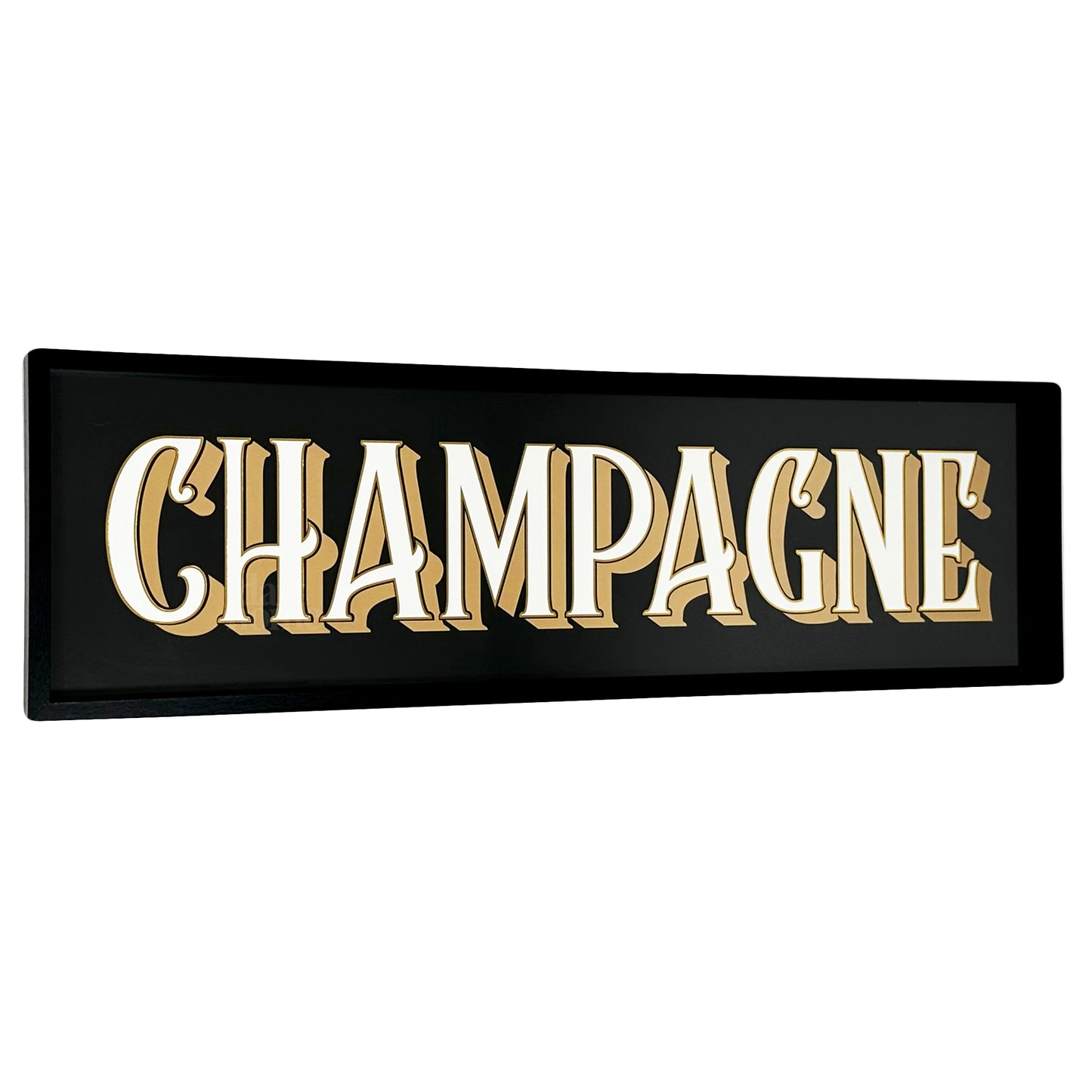 Schwarzes Champagner-Barschild