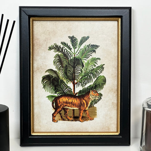 Tiger In The Jungle Toile Framed Print