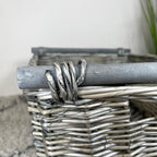 Small Antique Wash Grey Wicker Basket