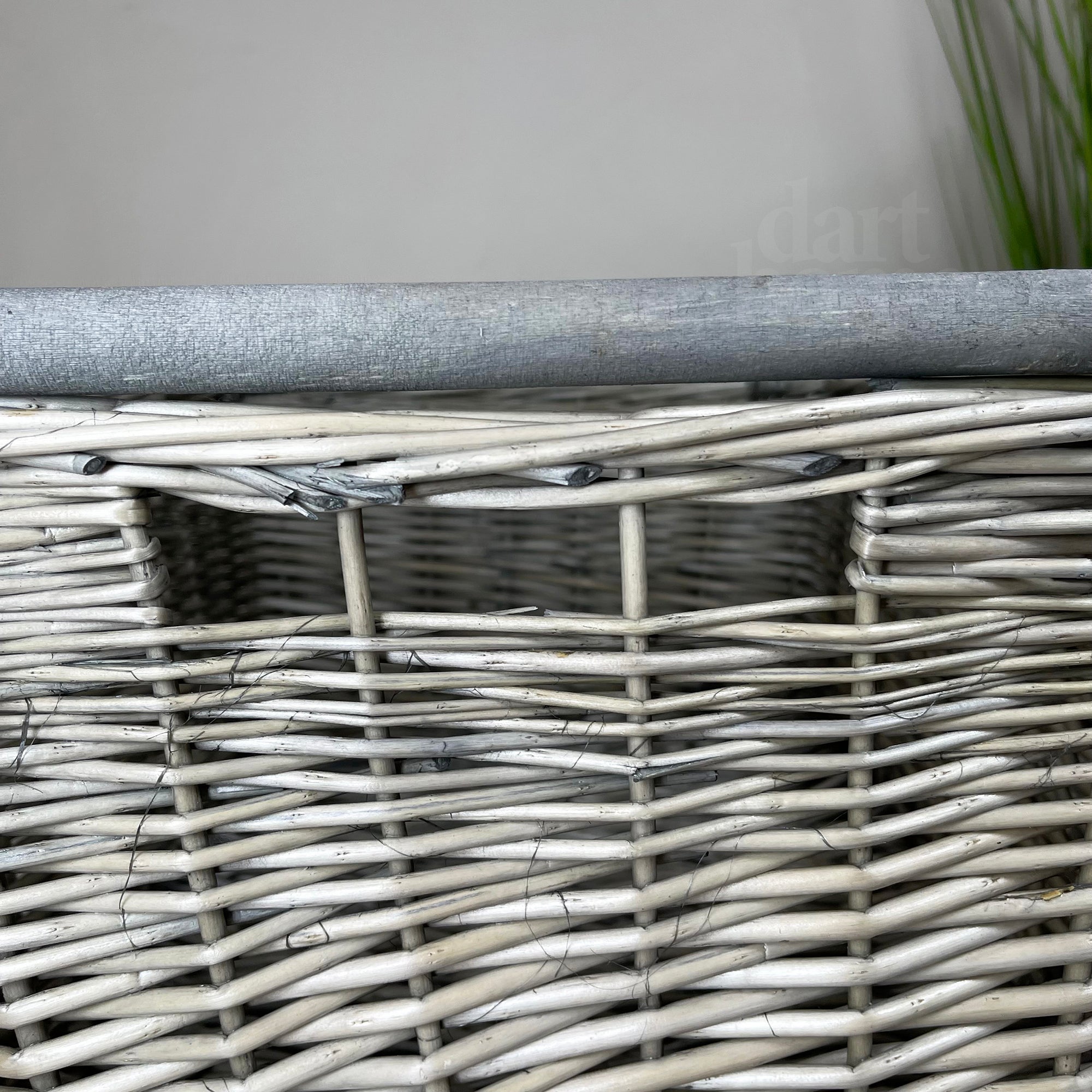 Small Antique Wash Grey Wicker Basket