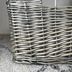 Small Antique Wash Grey Wicker Basket
