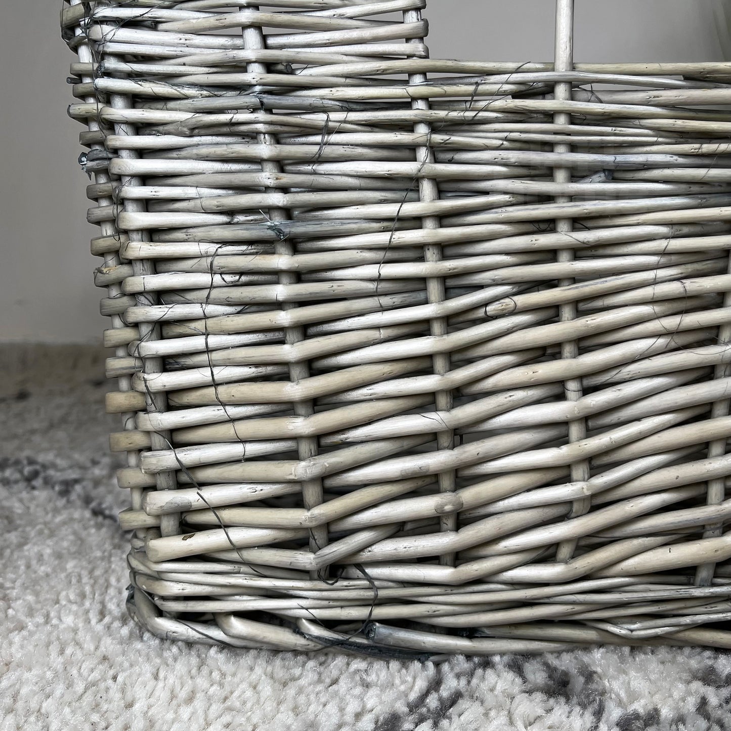 Small Antique Wash Grey Wicker Basket