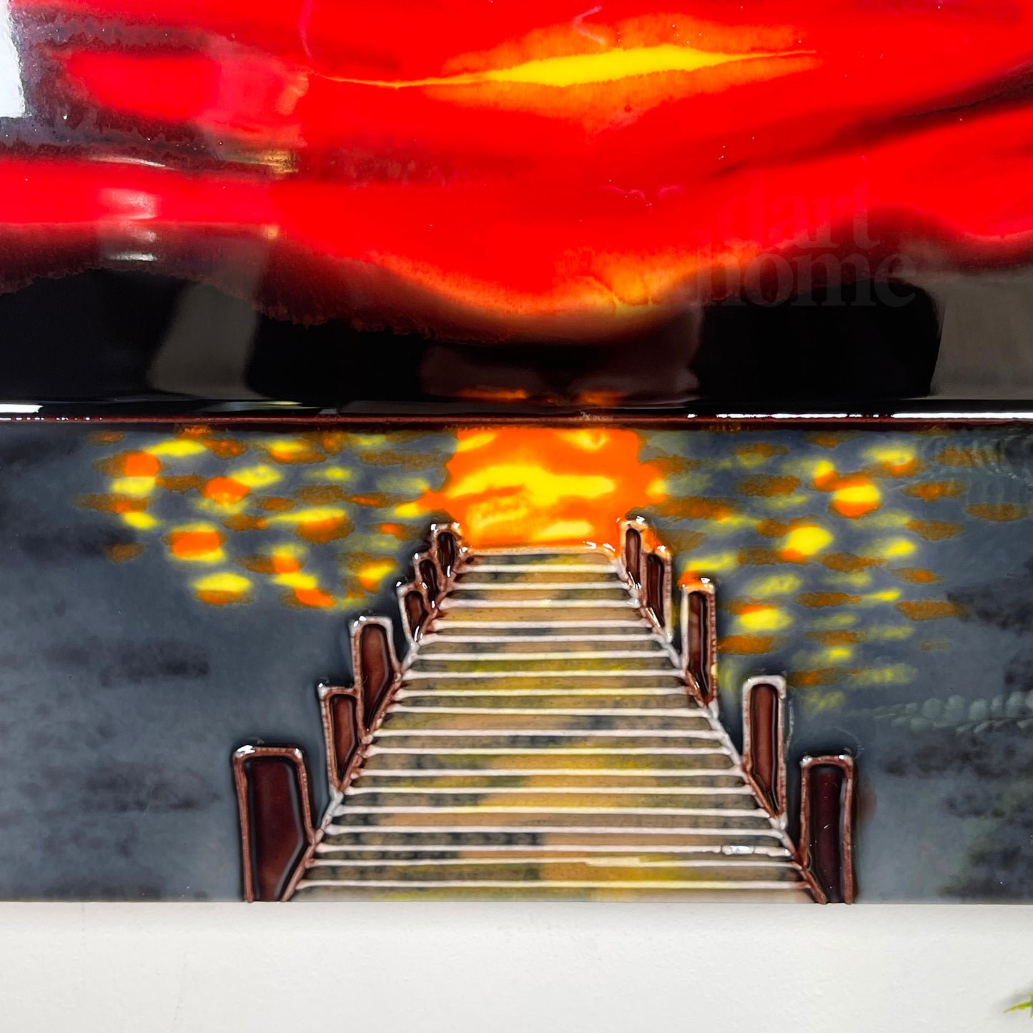 Red Sunset Dock Keramik-Kunstfliese 20 x 20 cm
