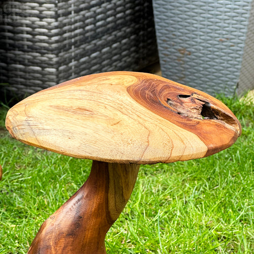 Doppelte Wildpilz-Skulptur aus Teakholzwurzel