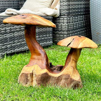 Teak Root Double Wild Mushroom Sculpture